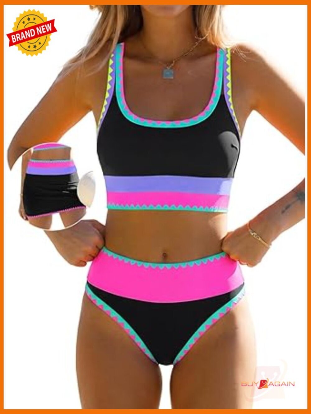 High Waisted Bikini Set with Skirt Tummy Control 3 Piece Swimsuit
